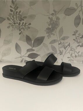 MIA Black Double Strap Slide Sandals Women’s NWOT